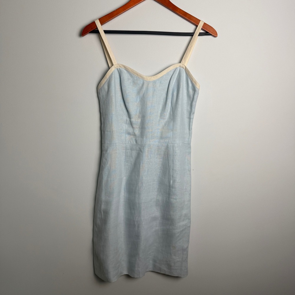 GERONIMO by Stephen Gigeronimo Mini Dress Blue Linen Sweetheart Small
